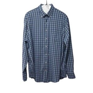 Peter Millar Summer Comfort XL Men's Shirt Button Down Blue Plaid Long Sleeve
